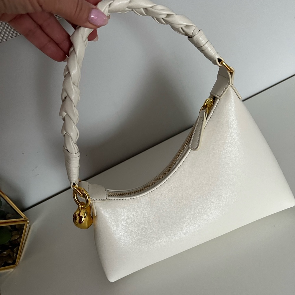 Aupen Elegant Cream Handbag with Braided Handle